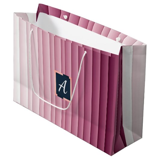 Grand Sac Cadeau Custom Monogram Pink Gradient Vertical (Devant Angle)