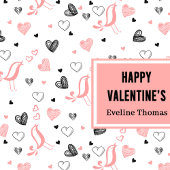 Grand Sac Cadeau Custom Name Pink Black Hearts Simple Valentine 