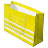 Grand Sac Cadeau custom name white and yellow birthday (Devant Angle)