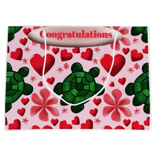 Grand Sac Cadeau Custom turtle pattern  wrapping paper (Devant)