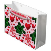 Grand Sac Cadeau Custom turtle pattern  wrapping paper (Devant Angle)