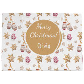 Grand Sac Cadeau Cute Aquarelle Snowman Cookies Monogramme (Dos)