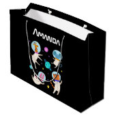 Grand Sac Cadeau Cute astronaute Animaux flottant dans l'espace (Dos Angle)