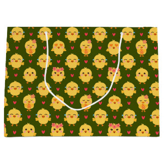 Grand Sac Cadeau Cute Baby Chick Love with Hearts