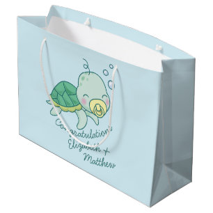 Grand Sac Cadeau Cute Baby shower de tortue de mer Kawaii
