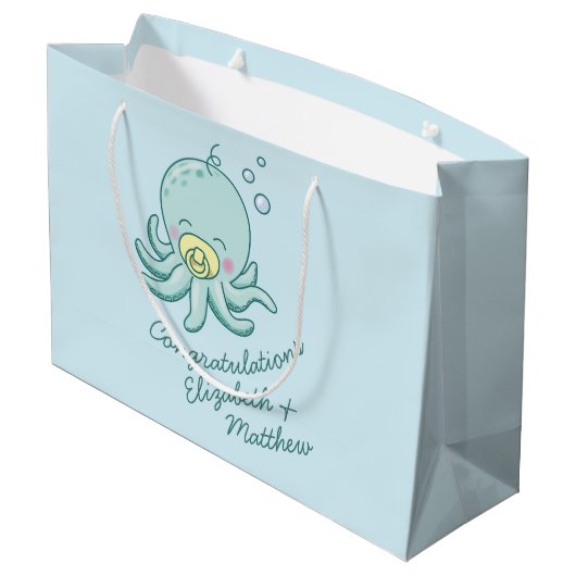 Grand Sac Cadeau Cute Baby shower Octopus Kawaii (Dos Angle)