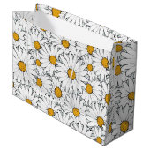 Grand Sac Cadeau Cute Blanc Jaune Daisies Floral Art Motif (Devant Angle)