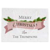 Grand Sac Cadeau Cute | Blanc | Parties scintillant rose Faux | Joy (Dos)