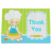 Grand Sac Cadeau Cute Blonde Cheveux garçon Merci de cuisson (Devant)