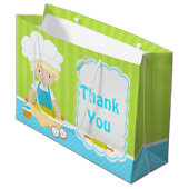 Grand Sac Cadeau Cute Blonde Cheveux garçon Merci de cuisson (Devant Angle)