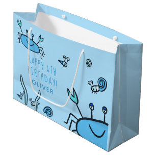 Grand Sac Cadeau Cute Blue Crab Sea Animals Gary Joyeux Anniversair