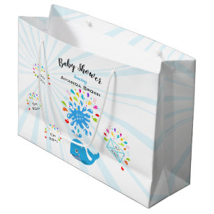 Grand Sac Cadeau Cute Blue Whale Colorful Boy Baby shower Par Mail