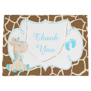 Grand Sac Cadeau Cute Boy Giraffes Baby shower Merci
