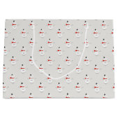 Grand Sac Cadeau Cute Button Snowmen Grey Paper Gift Bag (Devant)