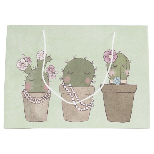 Grand Sac Cadeau Cute Cactus (Devant)