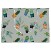 Grand Sac Cadeau Cute Cactus Motif de fleurs vertes (Devant)