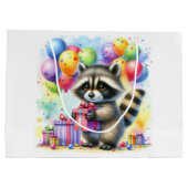 Grand Sac Cadeau Cute Cartoon Raccoon Anniversaire Personnalisé (Dos)