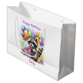 Grand Sac Cadeau Cute Cartoon Raccoon Anniversaire Personnalisé (Devant Angle)