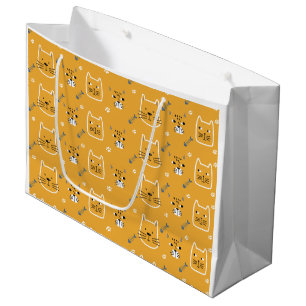 Grand Sac Cadeau Cute chats personnalisés Motif moderne