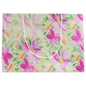 Grand Sac Cadeau Cute Country Boho Aquarelle Florale (Dos)