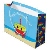 Grand Sac Cadeau Cute Crab Beach 1er anniversaire (Dos Angle)