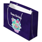Grand Sac Cadeau Cute Cupcake et Joyeuse crème glacée Anniversaire (Devant Angle)