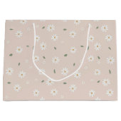 Grand Sac Cadeau Cute Daisy Floral Blossoms & Greenery (Devant)