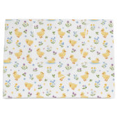 Grand Sac Cadeau Cute Ducklings and Wildflowers Pattern (Devant)