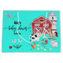 Cute Farm Animaux Baby shower Turquoise
