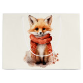 Grand Sac Cadeau Cute Fox Pup in a Red Scarf (Devant)