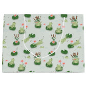 Grand Sac Cadeau Cute Frogs in Lily Pond (Devant)