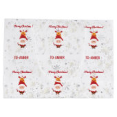 Grand Sac Cadeau Cute Funny Modern Rudolph Santa Personalized Name (Dos)