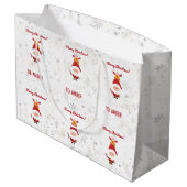 Grand Sac Cadeau Cute Funny Modern Rudolph Santa Personalized Name (Dos Angle)