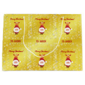 Grand Sac Cadeau Cute Funny Modern Rudolph Santa Personalized Name  (Devant)