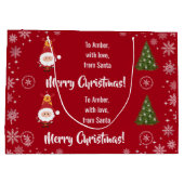 Grand Sac Cadeau Cute Funny Modern Santa Rudolph Personalized Name  (Dos)