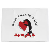 Grand Sac Cadeau Cute Funny Penguin Coeur Saint Valentin (Devant)