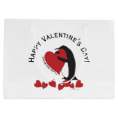 Grand Sac Cadeau Cute Funny Penguin Coeur Saint Valentin (Dos)