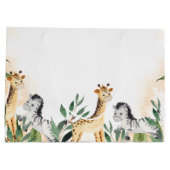Grand Sac Cadeau Cute Giraffe, Baby shower Feuille Zebra (Dos)