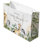 Grand Sac Cadeau Cute Giraffe, Baby shower Feuille Zebra (Devant Angle)