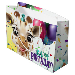 Grand Sac Cadeau Cute Giraffe Colorful Confetti Anniversaire de enf