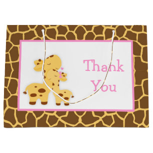 Grand Sac Cadeau Cute Girl Giraffe Baby shower Merci