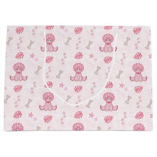 Grand Sac Cadeau Cute Girls Birthday Pink Dinosaur