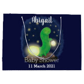 Grand Sac Cadeau Cute green glow worm cartoon illustration (Dos)