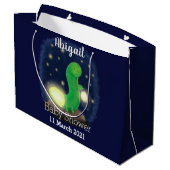 Grand Sac Cadeau Cute green glow worm cartoon illustration (Dos Angle)