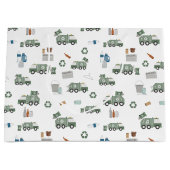 Grand Sac Cadeau Cute Green Recycling Camion Enfants Véhicules Moti (Devant)