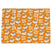 Grand Sac Cadeau Cute Halloween Ghost Retro Éffrayant Boo Orange (Devant)