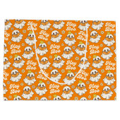 Grand Sac Cadeau Cute Halloween Ghost Retro Éffrayant Boo Orange (Dos)