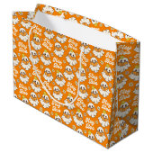 Grand Sac Cadeau Cute Halloween Ghost Retro Éffrayant Boo Orange (Dos Angle)