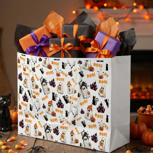 Grand Sac Cadeau Cute Halloween Motif fantôme - Chats noirs Éffraya