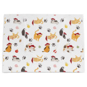Grand Sac Cadeau Cute Holiday Cat Pattern (Devant)